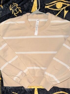 Lululemon Perfectly Oversized Crop Striped French Terry Crew neck sweater Size 8